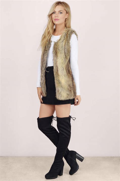 Brown Jacket Long Winter Faux Fur Vest Brown Long Fur Vest 84