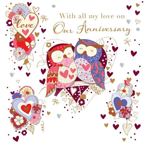 Pretty Owl On Our Anniversary Greeting Card Cards Anniversary