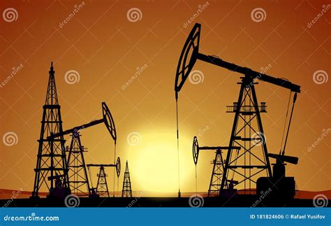Oil Rigs Oil Production Vector Stock Vector Illustration Of Fuel