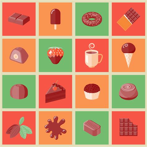 Chocolate Icons Flat 443309 Vector Art At Vecteezy