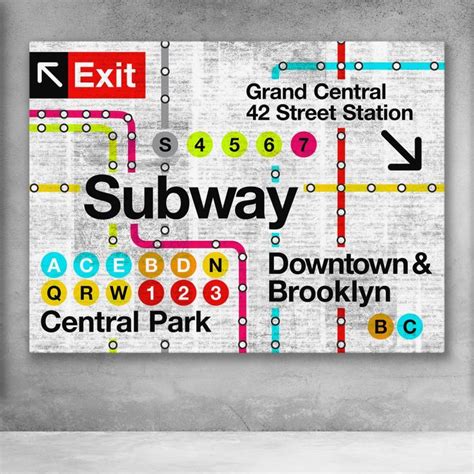 Retro Subway Map Nyc Subway Sign Pop Art Wall Art Nyc Subway Map