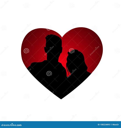 Couple Silhouettes In Heart Shape Icon Isolated Stock Vector