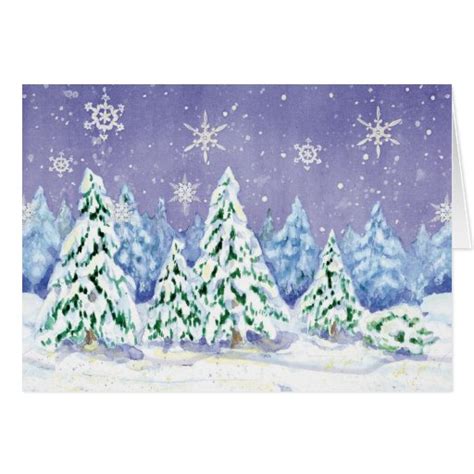 Winter Wonderland Snow Scene Pine Trees Christmas Card Zazzle