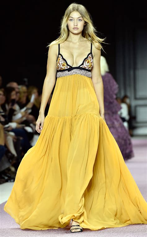 Gigi Hadid Flaunts Curves In Sexy Plunging Gown At Giambattista Valli During Paris Fashion Week