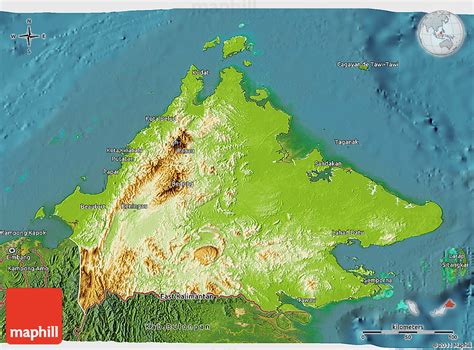Physical 3d Map Of Sabah Satellite Outside