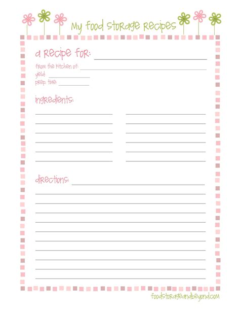 Free Printable Recipe Page Template - Free Printable A To Z