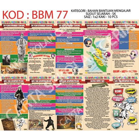 Bbm77 10pcs Poster Sudut Sejarah Sk Kerajaan Melayu Awal Shopee