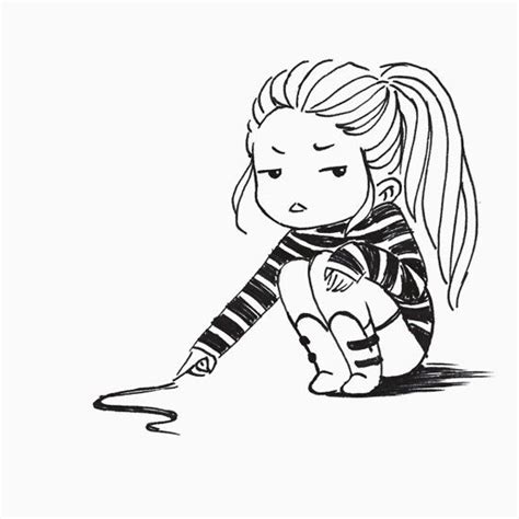 Bored Girl Sticker By Freeminds Ink Illustrations Ink Pen Drawings