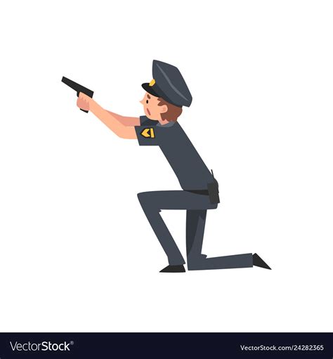 Policeman With Gun Police Officer Arrested Vector Image