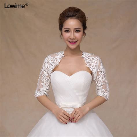Hot Ivory Half Sleeves Wedding Jacket Lace Bridal Bolero Shrugs Wraps
