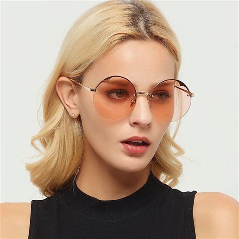 mincl round rimless sunglasses men and women vintage sun glasses womenbrand design clear lens