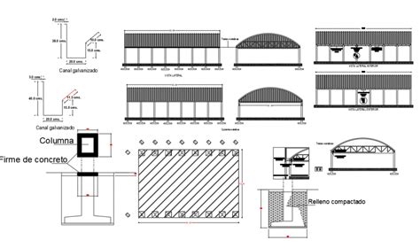 Roofing Shade Block Detail 2d View Plan And Elevation Layout File In