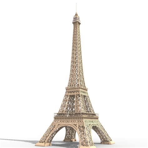 The eiffel tower, the iconic parisian landmark, was constructed with latticed wrought iron. Eiffel Tower France 3D model | CGTrader