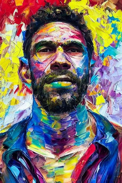 Palette Knife Oil Painting Portrait Of Eddie Stable Diffusion