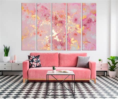 Pink Gold Abstract Canvas Print Abstract Luxury Wall Art Etsy