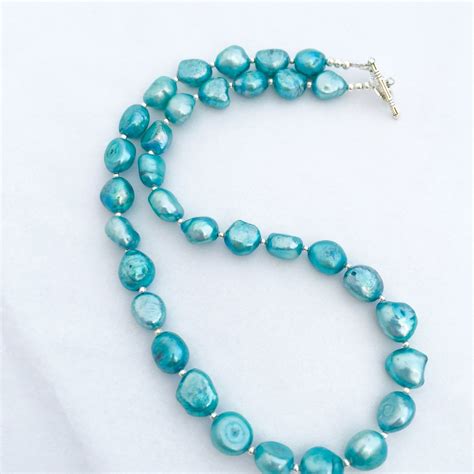 Sale Clearance Turquoise Blue Pearl Necklace Turquoise Etsy
