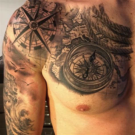 Compass Map Tattoo By Fabrizio Converso Some Of My Work Pinterest
