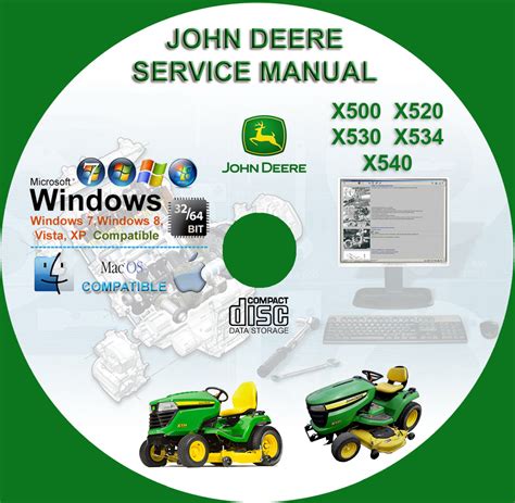 John Deere X500 X520 X530 X534 X540 Lawn Tractors Service Repair