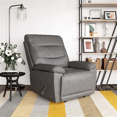 Relax A Dark Grey Faux Leather Lounger Lincoln Recliner Chair At Futonland