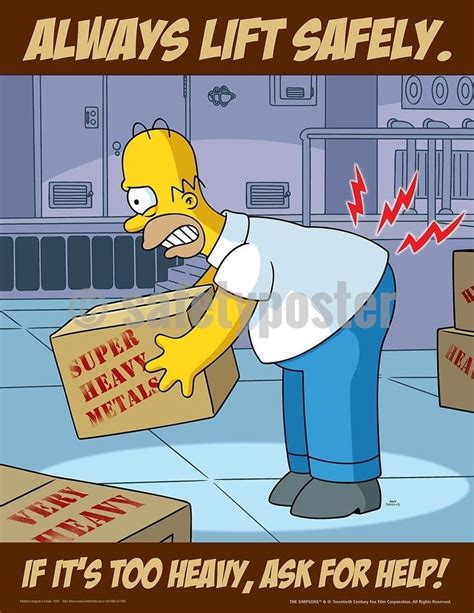 Always Lift Safely Simpsons Safety Poster Office Safety Work Safety