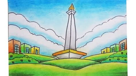 Cara Menggambar Tugu Monas Youtube