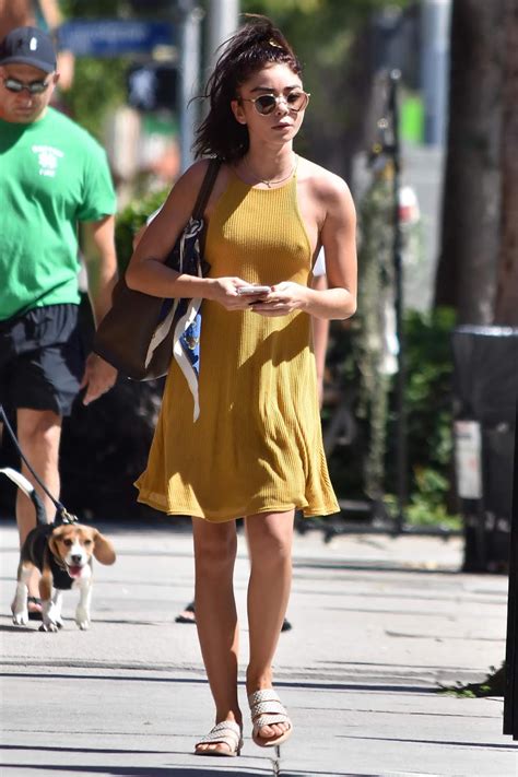 Sarah Hyland Goes Braless In A Yellow Dress In Los Angeles Celeb Central