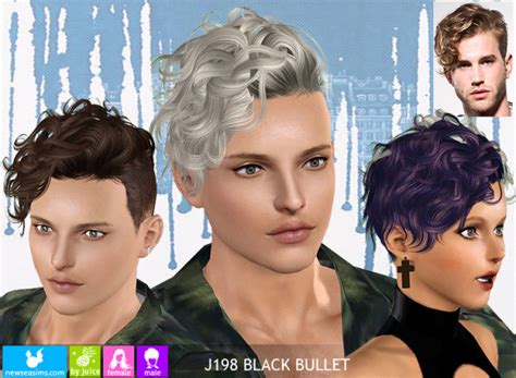 J198 Black Bullet Curly Side Hairstyle By Newsea Sims 3 Hairs