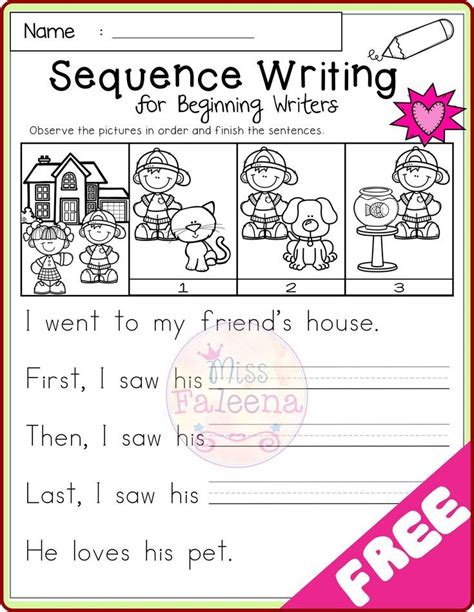 Free Sequence Writing For Beginning Writers Sequence Writing