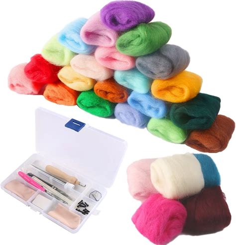 Nablue 36 Random Color Fiber Wool Roving Yarn With Needle Felting