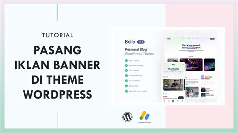 Cara Memasang Banner Iklan Di Theme Bello Best Wordpress Themes Youtube