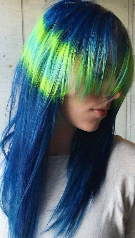 Royal Blue Electric Green Unique Dyed Hair Inspiration