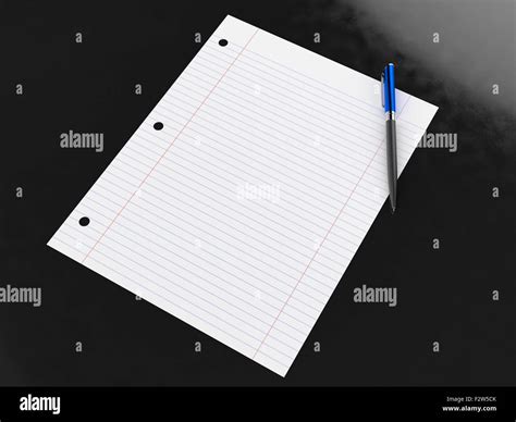 Blank Lined Paper And Pen On Glossy Black Surface Stock Photo Alamy