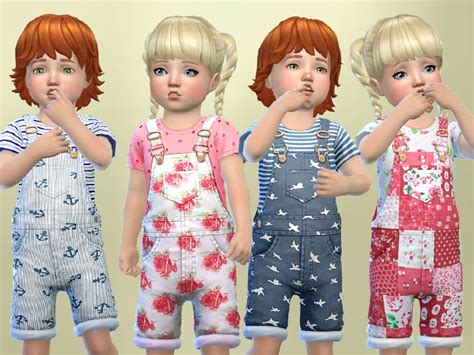 Sims 4 Ccs The Best Toddlers Patterned Overalls By Sweetdreamszzzzz