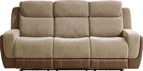 State Street 2 Pc Camel Brown Chenille Fabric Dual Power Reclining