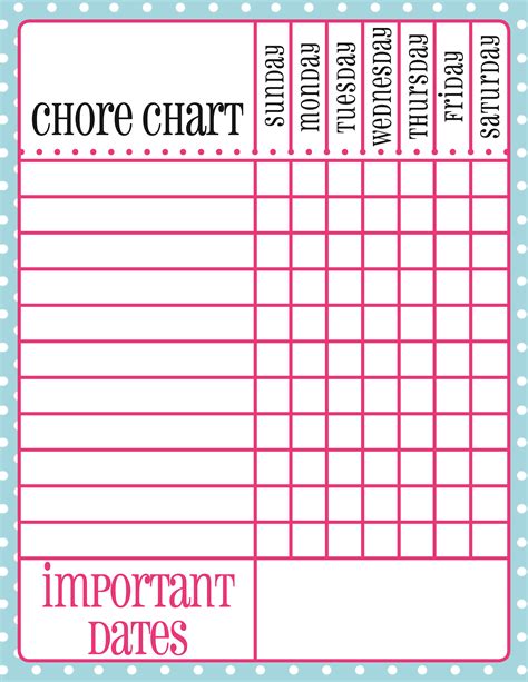 Free Printable Chore Chart For Kids Te Amo Charlie Designs