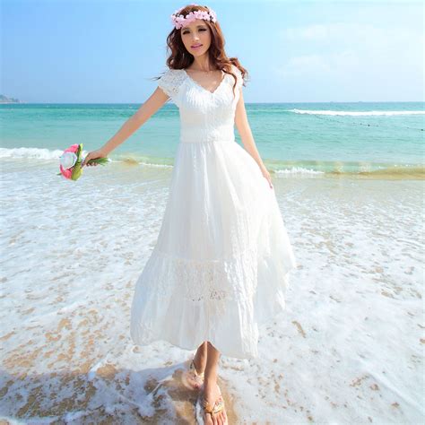 White Cotton Dress Summer Bohemia One Piece Dress Mopping The Floor