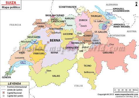 Al estudiar el mapa de suiza, se puede ver como este país de europa central, no posee salida al mar y tiene límites muy claros, como; Suiza :: ENCICLOPEDIA JOSKAT