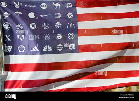 Corporate Logos In Place Of Stars On The American Flag Symbolize