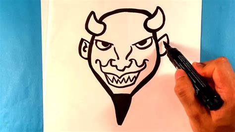 How To Draw Devil Face Halloween Drawings Youtube