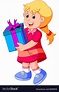 Little girl holding a gift box Royalty Free Vector Image