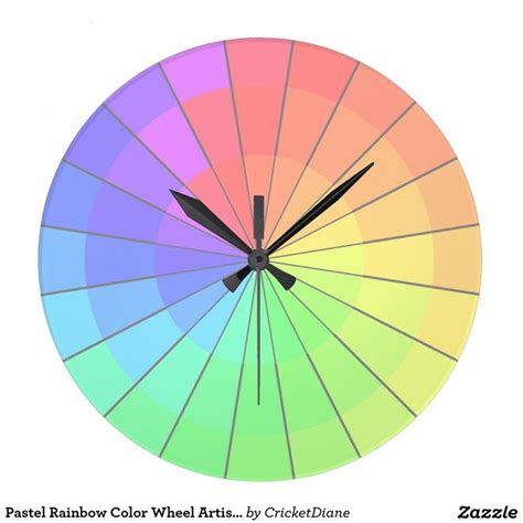 Pastel Rainbow Color Wheel Artists Clock In 2021 Rainbow