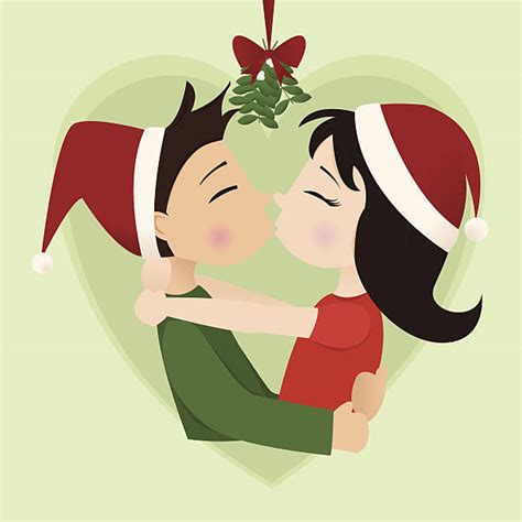 kiss under the mistletoe illustrations royalty free vector graphics and clip art istock
