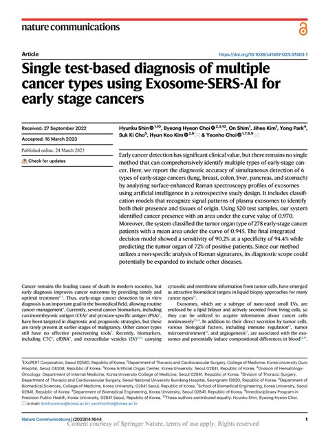 Pdf Single Test Based Diagnosis Of Multiple Cancer Types Using