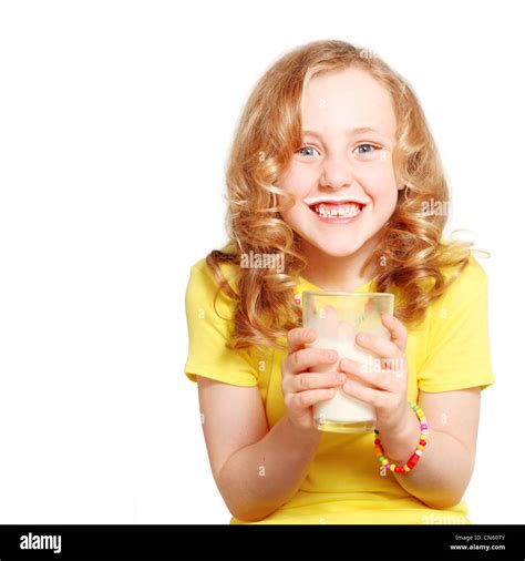 Healthy Child Drinking Glass Of Milk Stock Photo Alamy