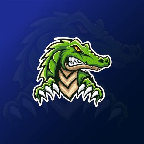 Mascotte De Crocodile Alligator Vert Pour Logo De Jeu Esport Vecteur