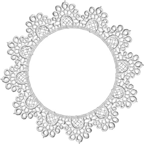 Round White Frame Doily Lace Blue Circle Transparent Background Png