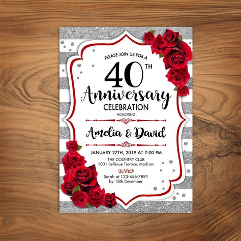 Free 40th Wedding Anniversary Invitations Templates