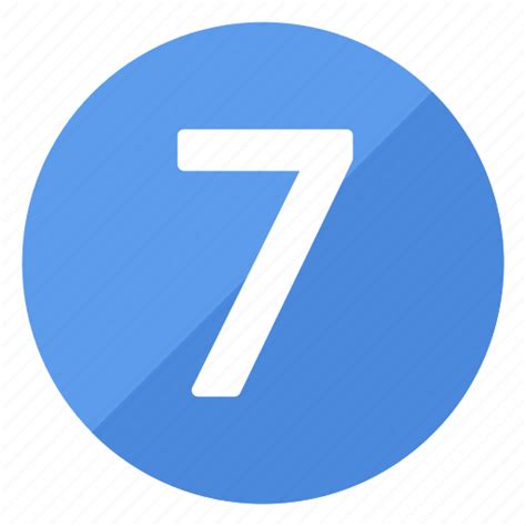 Blue Circle Circular Number Round Seven Icon
