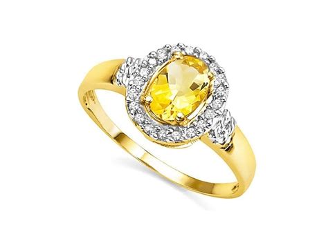 Ct Citrine And Diamond Kt Solid Yellow Gold Ring Etsy Etsy Gold Ring Yellow Gold