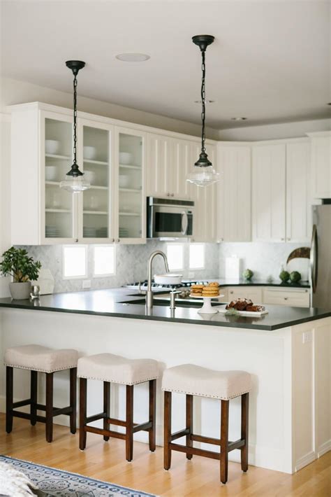 Open Plan Transitional Kitchen With White Stools Hgtv